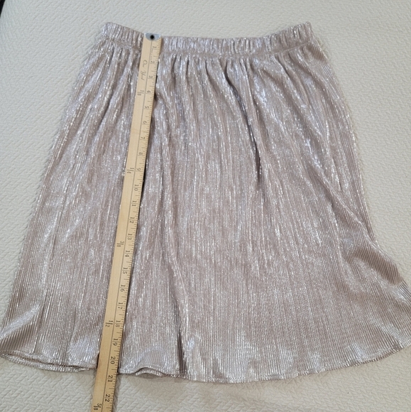 Leota Elegant Champagne Shimmer Skirt Size Medium Midi Micro Pleats Flowy - Picture 7 of 14